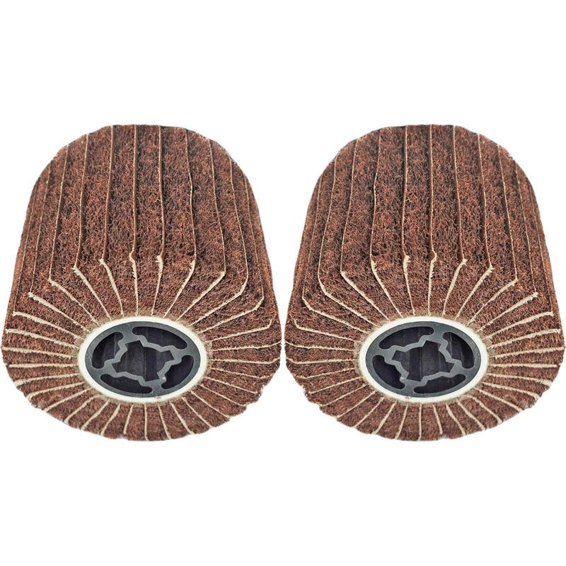 JONAS C 2 Pcs 120 Grit Burnishing Polishing Wheel Drum, 4.7" x 4" Abrasive Drawing Wheel Drum, Flap Sanding Drum, Surface Conditioning Tool Drum for Metal, Wood, Plastic - Image 1